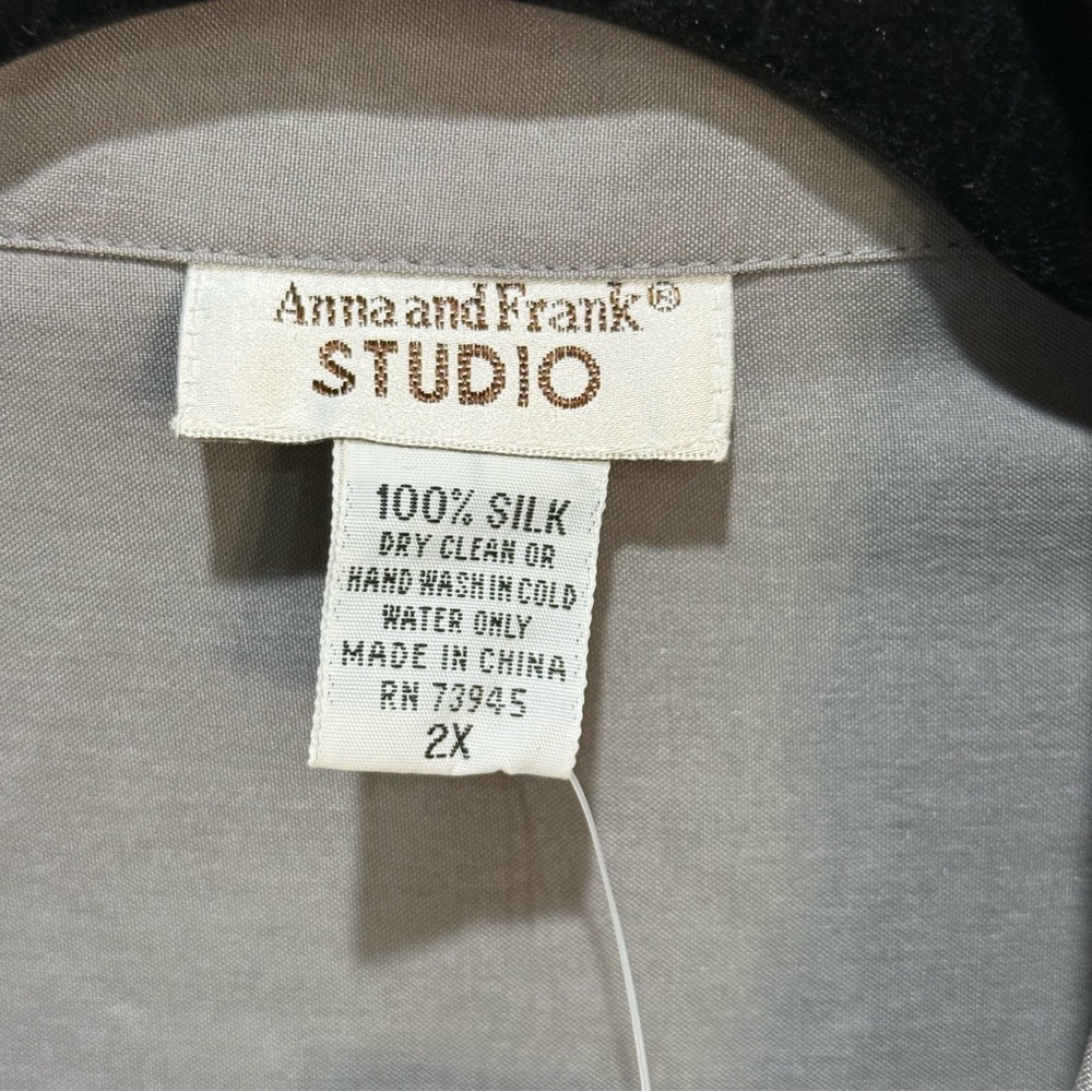 Anna and Frank Studio Vintage Silk Button Front Blouse Old Money Luxury Bold 2XL - Picture 6 of 16